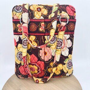 Vera Bradley Purse Womens XL Yellow Floral Quilted Shoulder Bag Tote Books Art